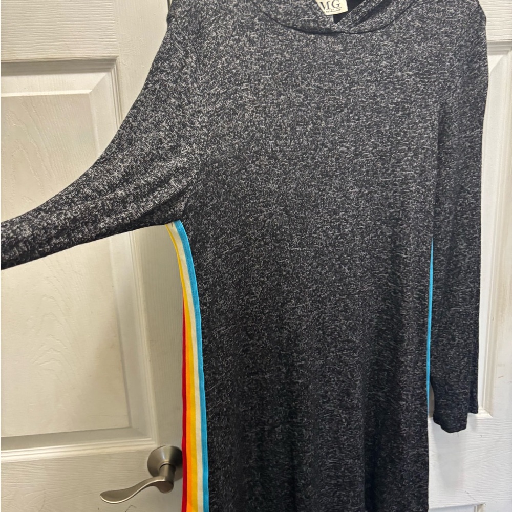 MG Women's Gray Swim Coverup with Rainbow Stripes
